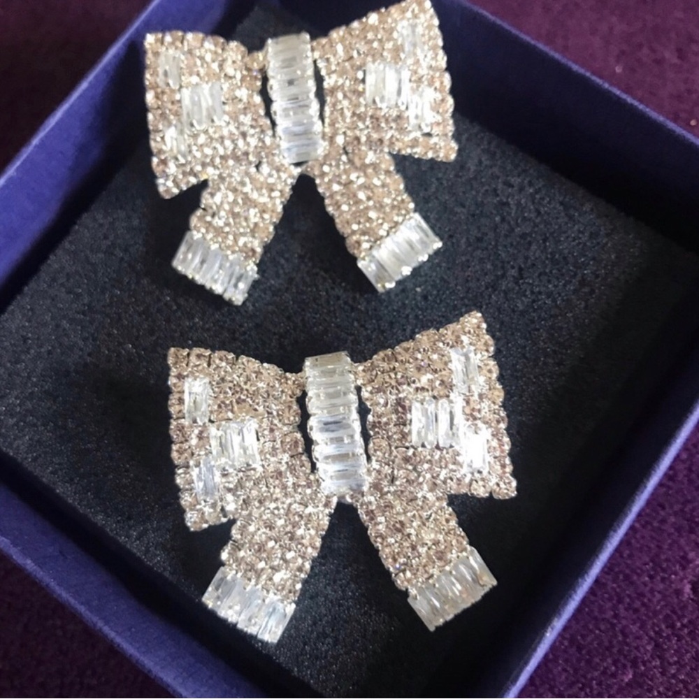 Large Crystal Bow Earrings